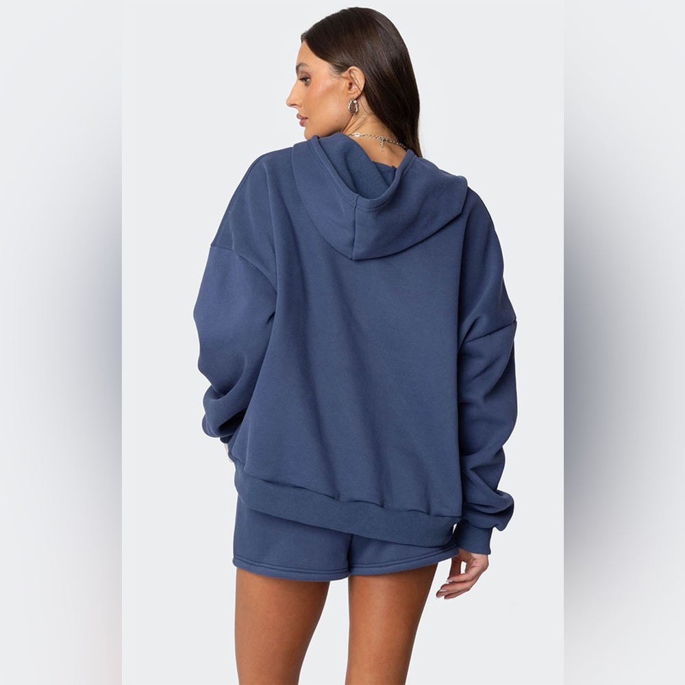 Edikted Mon Cheri Hoodie Cherry Graphic Navy Hoodie Size Medium - Picture 4 of 6